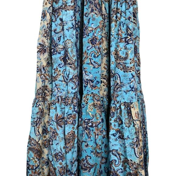 Raga Womens M Akira Ruffle Collar Maxi Dress Turquoise Blue NEW - Picture 6 of 12